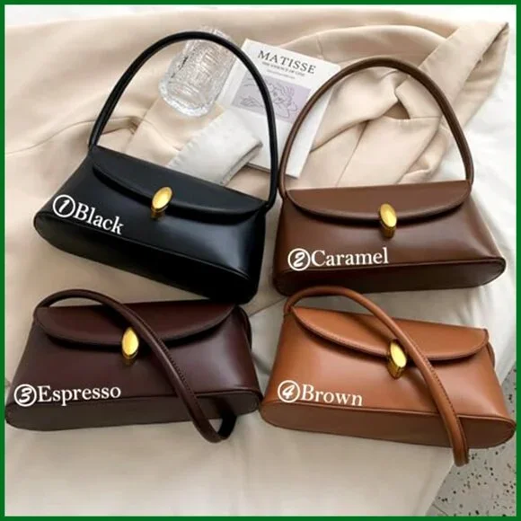 Retro Hobo Shoulder Bag Small Tote Vegan Leather Slouchy Chic Minimal - Picture 7 of 7